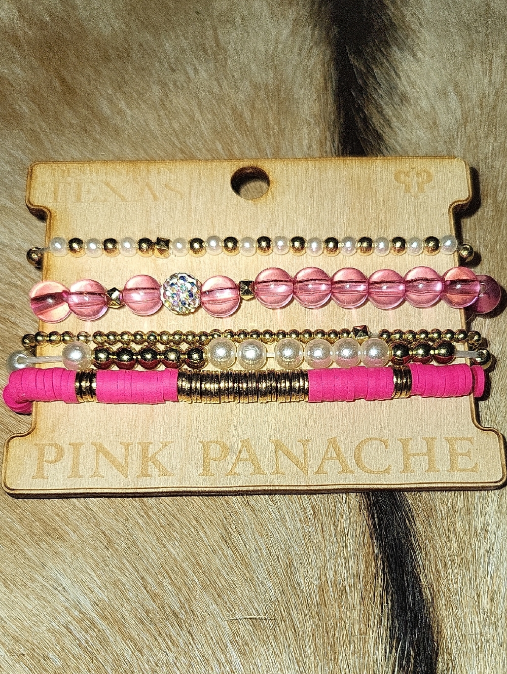 Pink Panache Layered Pink & Gold Beaded Bracelet Set